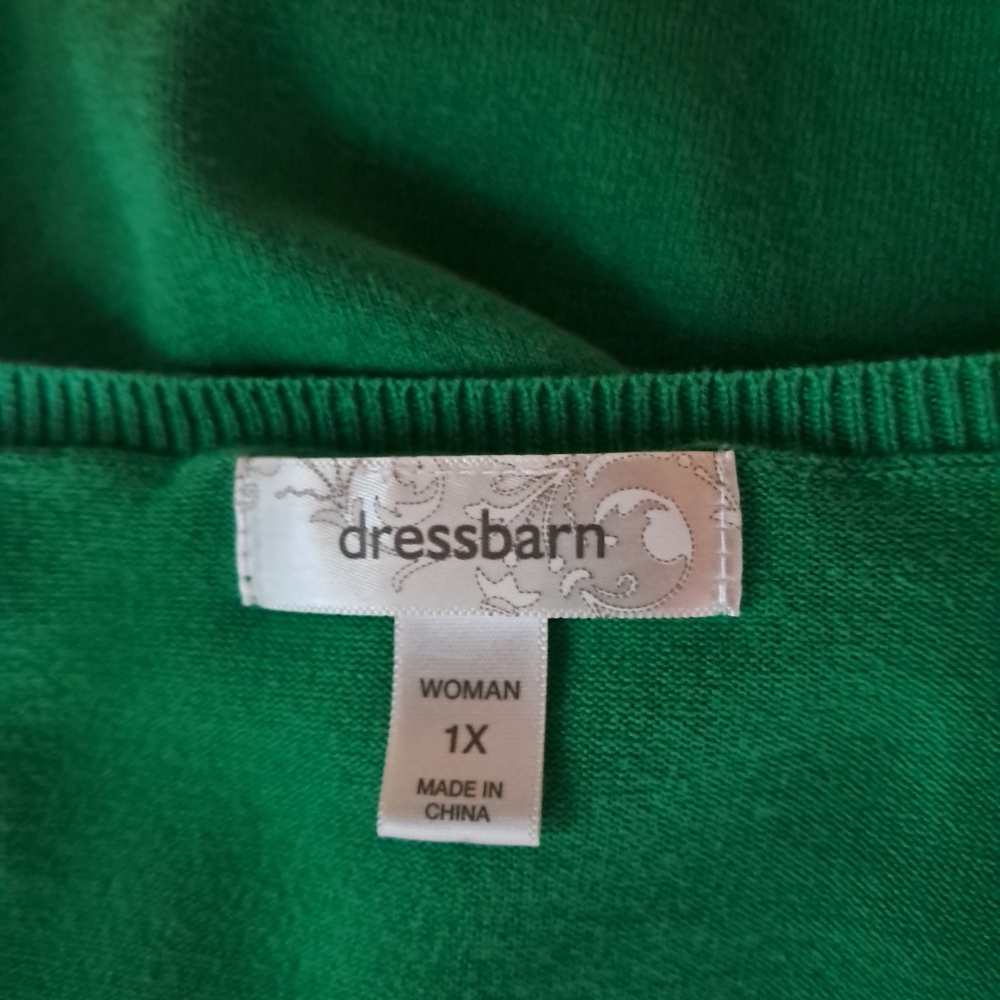 Dressbarn Green Square Neck Half Sleeve Cotton Blend Sweater Size 1X - Picture 4 of 6